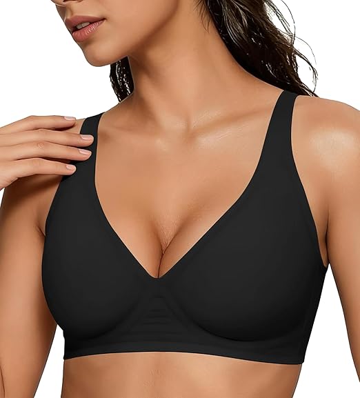Women Seamless Wireless Push Up Bras Deep V No Underwire Supportive Everyday Bra Full Coverage Plunge Bralettes