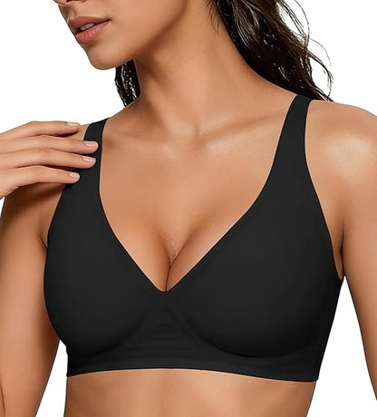 Women Seamless Wireless Push Up Bras Deep V No Underwire Supportive Everyday Bra Full Coverage Plunge Bralettes