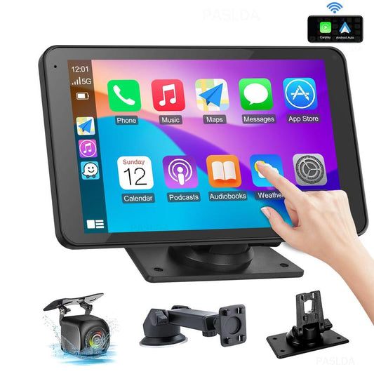 PASLDA 2026 Upgraded Wireless CarPlay Screen for iPhone & Android, Portable CarPlay Display for In-Car Entertainment