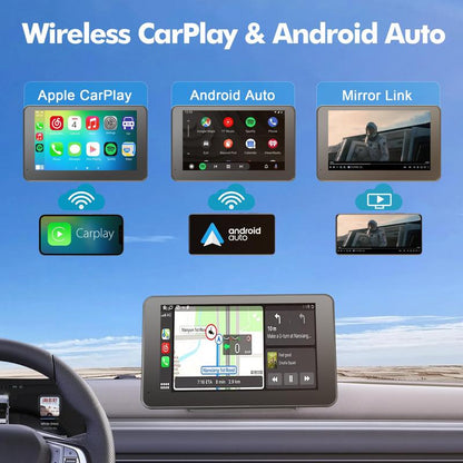PASLDA 2026 Upgraded Wireless CarPlay Screen for iPhone & Android, Portable CarPlay Display for In-Car Entertainment