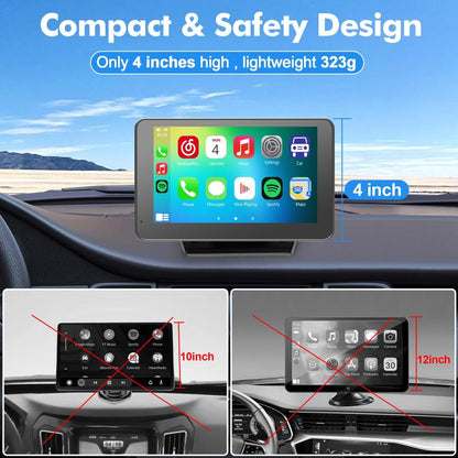 PASLDA 2026 Upgraded Wireless CarPlay Screen for iPhone & Android, Portable CarPlay Display for In-Car Entertainment