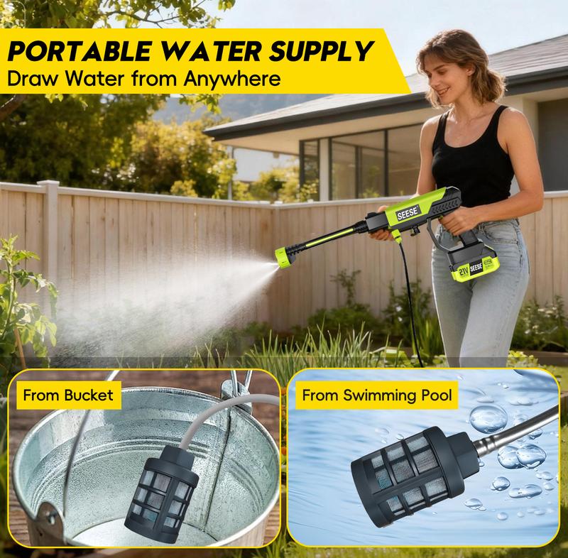 SEESE Cordless Pressure Washer – Portable bottle cleaner, suitable for cars, homes and gardens, a must-have for car owners!