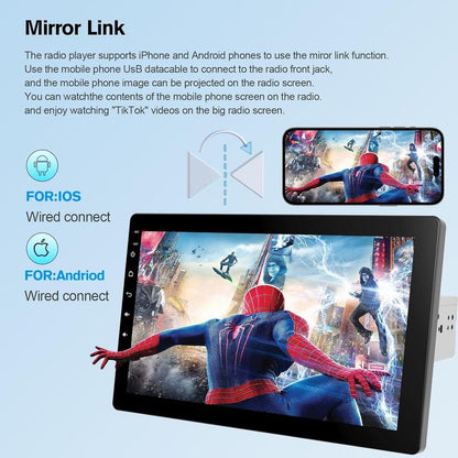 Haudio 10.1″ Rotatable Touch Screen Car Stereo, Android 13, Wireless CarPlay & Android Auto, GPS, BT, Backup Camera