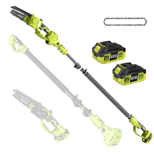 A 2-in-1 mini chainsaw, equipped with two 21V batteries and a telescopic pruning saw.